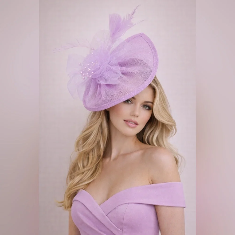 Elegant Lavender Fascinator Kentucky Derby Hat Church Tea Formal Ocassion Hat